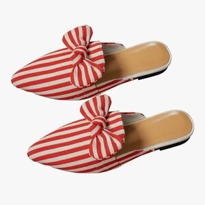 Red Striped Bow Mules